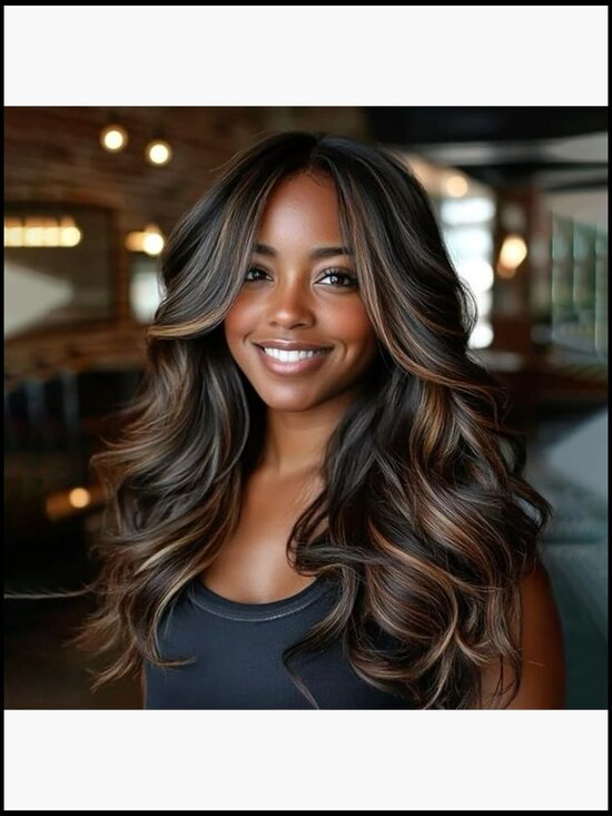 Long Wavy Layered Wig with Curtain Bangs Heat Resistant Full Head 24 inch main image 6